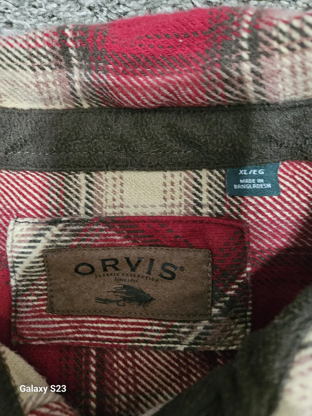 Orvis Red and Cream Plaid Button-Down Shirt